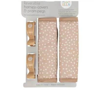 All4Ella Harness Covers & Pram Pegs - Beige Dots