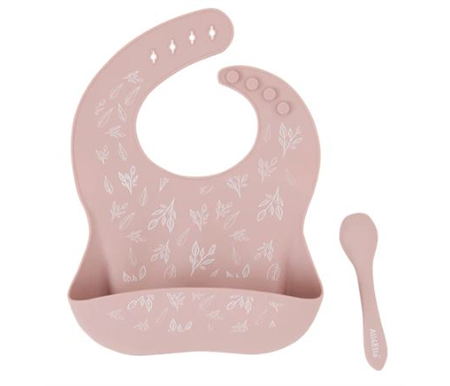 All4Ella Silicone Bib with Spoon - Dusty Pink