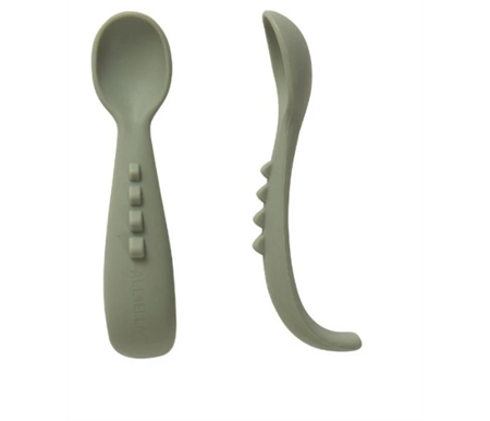 All4Ella Silicone Comfy Grip Spoons 2pk - Olive