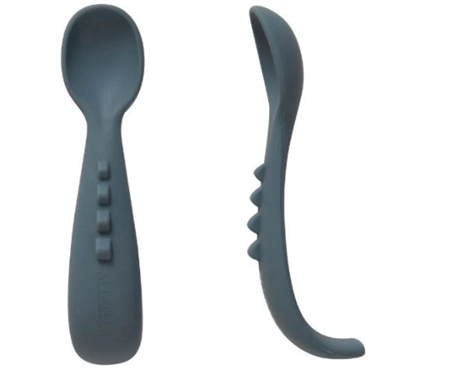 All4Ella Silicone Comfy Grip Spoons 2pk - Slate Blue