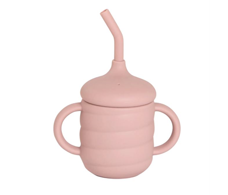 All4Ella Silicone Sippy Cup with Straw - Dusty Pink