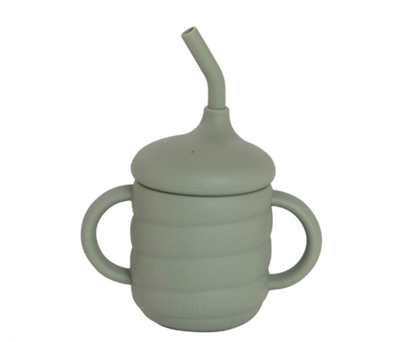 All4Ella Silicone Sippy Cup with Straw - Olive