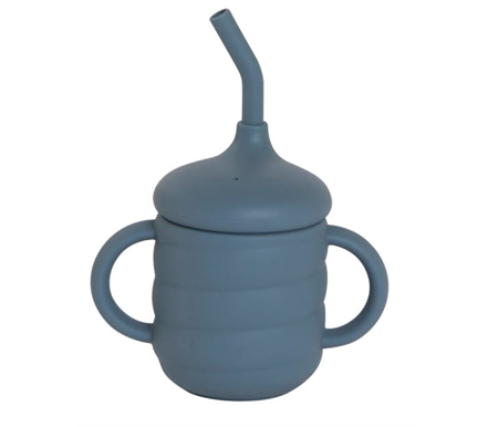 All4Ella Silicone Sippy Cup with Straw - Slate Blue