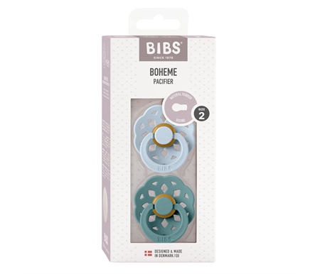 BIBS Boheme Pacifier 2pk Baby Blue-Island Sea