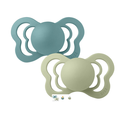 BIBS Couture Latex Pacifier 2pk Baby Blue-Island Sea / Sage