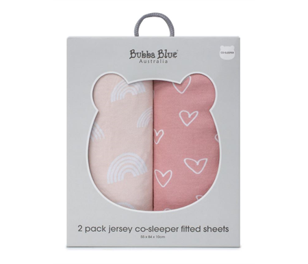 Bubba Blue Nordic 2 pack Jersey Co Sleeper Fitted Sheet Dusty Berry-Rose