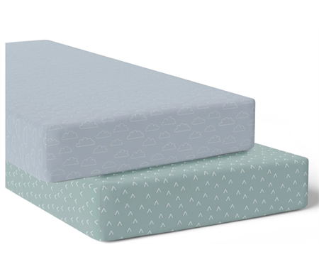 Bubba Blue Nordic 2 pack Jersey Cot Fitted Sheet Dusty Sky-Mint