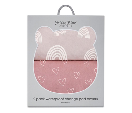 Bubba Blue Nordic 2 pack Waterproof Change Mat Cover Dusty Berry-Rose