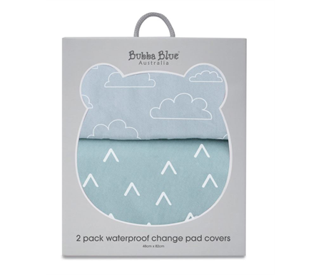 Bubba Blue Nordic 2 pack Waterproof Change Mat Cover Dusty Sky-Mint