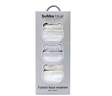 Bubba Blue Nordic 3 PK Face Washer Grey/Sand
