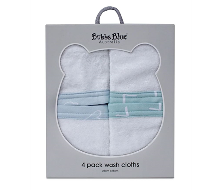 Bubba Blue Nordic 4 pack Face Washers Dusty Sky-Mint