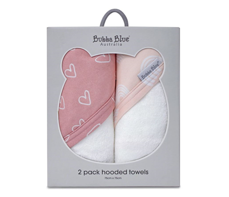 Bubba Blue Nordic Hooded Towel 2pk Dusty Berry-Rose