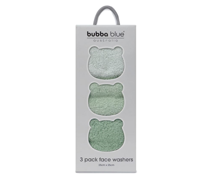 Bubba Blue Terrazzo 3pk Baby Face Washers - Green