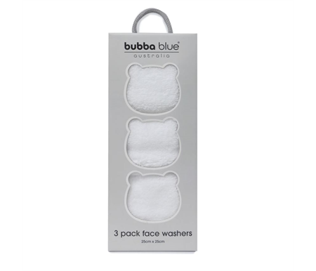 Bubba Blue Terrazzo 3pk Baby Face Washers - White