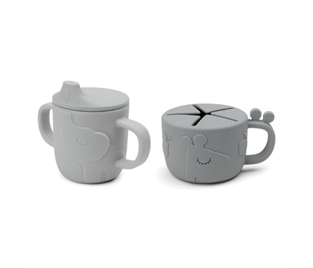 Done By Deer Peekaboo Spout & Snack Cup Set - Grey