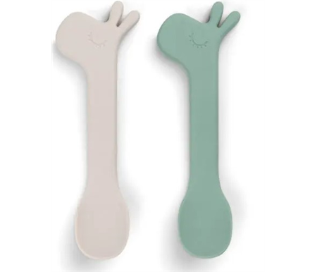 Done By Deer Silicone Spoon 2pk - Lalee Green