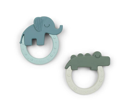 Done By Deer Teether 2pk Deer Friends Elphee & Croco - Green/Blue