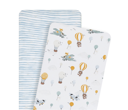 Living Textiles 2pk Bassinet Fitted Sheets - Up Up & Away