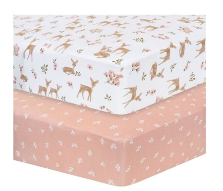 Living Textiles 2pk Jersey Cot Fitted Sheet - Sophia Garden