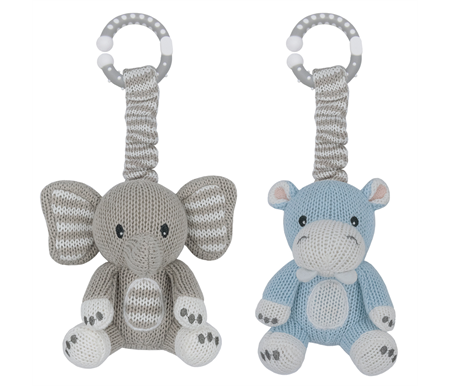 Living Textiles 2pk Stroller Toy - Elephant and Hippo