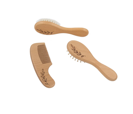 Living Textiles 3PCE Baby Brush Set - Beech Wood