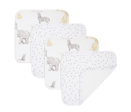 Living Textiles 4pk Wash Cloths - Savanna Babies