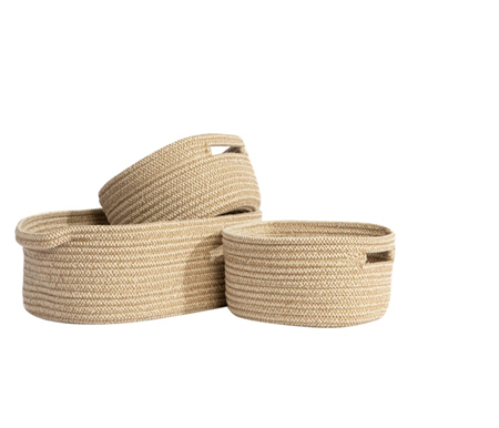 Living Textiles Cotton Rope 3pc Nursery Storage Set - Natural Single Tone