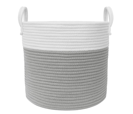 Living Textiles Cotton Rope Medium Hamper - White Grey