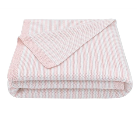 Living Textiles Knitted Stripe Blanket Gift Box - Blush/White