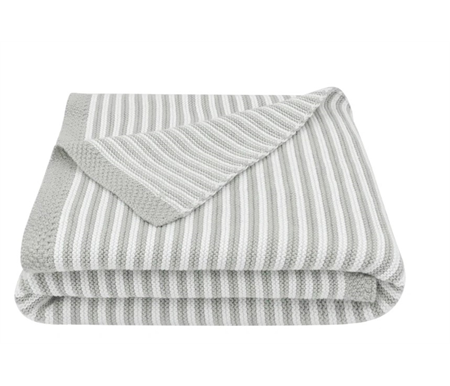 Living Textiles Knitted Stripe Blanket Gift Box - Grey/White