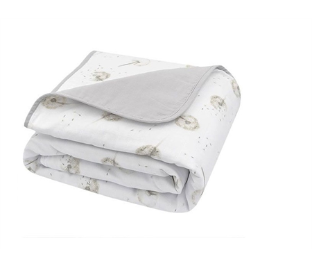 Living Textiles Organic Muslin Cot Blanket - Dandelion/Grey