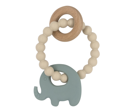 Living Textiles Playground Silicone Elephant Teether - Sage