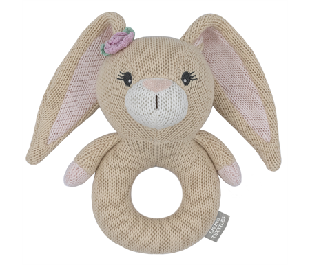 Living Textiles Whimsical Knitted Ring Rattle - Amelia the Bunny