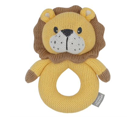 Living Textiles Whimsical Knitted Ring Rattle - Leo the Lion