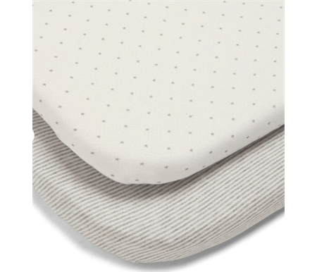 Mamas & Papas Lua Bedside Crib Sheets 2pack - Star Grey