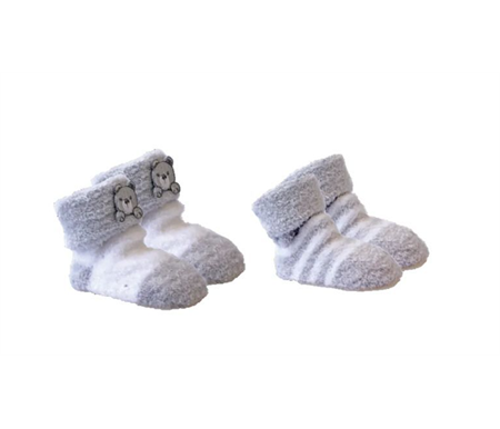 Playette 2 Pack Chenille Bootie Socks 0-3 months Grey