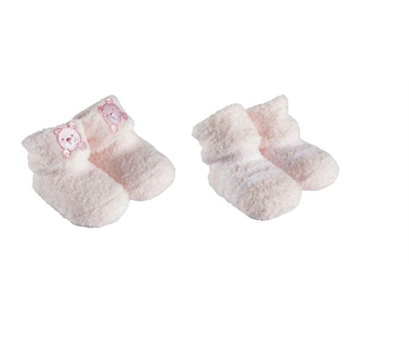 Playette 2 Pack Chenille Bootie Socks 0-3 months Pink