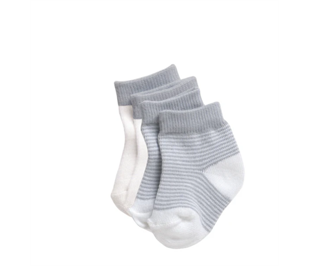 Playette 2 Pack Preemie Socks Grey Stripe/ White