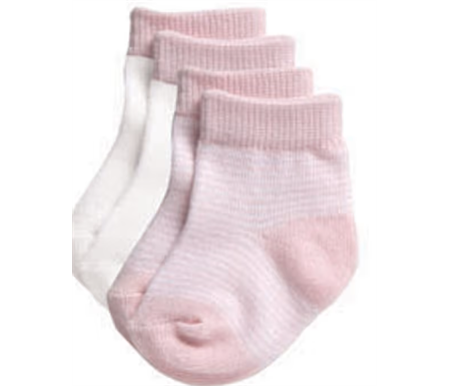 Playette 2 Pack Preemie Socks Pink Stripe/ Pink