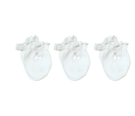 Playette 3 Pack Essential Mittens 0-6 months White