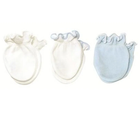 Playette 3 Pack Preemie Mittens Blue/White