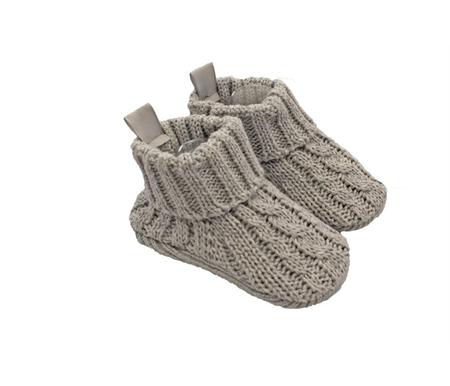 Playette Cable Knitted Bootie Socks 0-6 months Grey