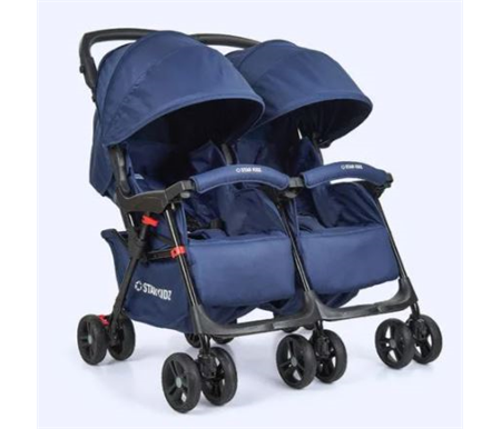 Star Kidz Lusso Double/Twin Pram Stroller - Navy