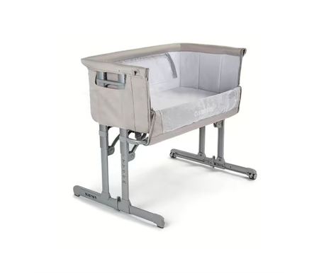 Star Kidz Vicino Deluxe Baby Bedside Bassinet - Silver Cloud + Free  2PK Fitted Sheets White