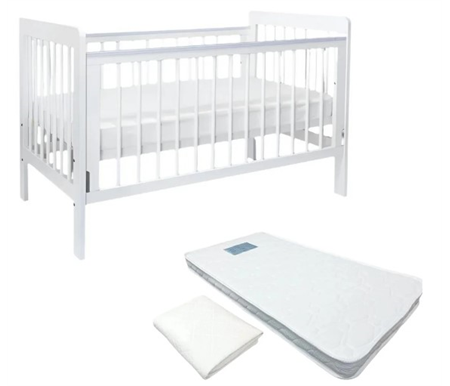 Sweet Pea Anita Cot White & Standard Pocket Spring Mattress (1300-690)