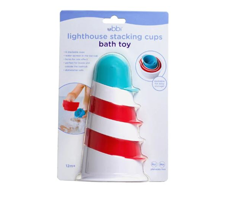 Ubbi Lighthouse Stacking Cups Bath Toy